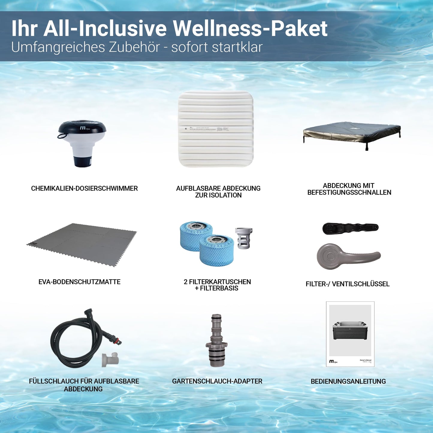 Miweba Whirlpool MSpa Tribeca mit Fester Außenwand | App Steuerung | 6 Personen Spa | 160x160x65cm | 120 Massagedüsen | Ganzjähriger Einsatz Winterfest | In & Outdoor Pool | Gartenpool | Aufstellpool
