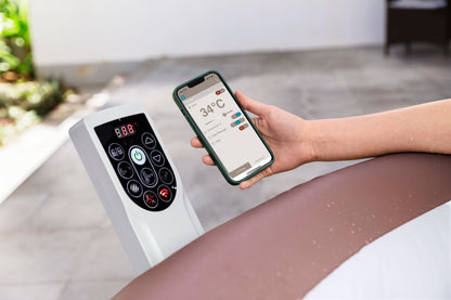 Bestway® Lay-Z-SPA® Energiespar-Whirlpool Hawaii AirJet™ mit App-Steuerung + integrierter UltraFit™ -Pumpeneinheit, für 6 Personen Ø 196 x 71 cm, Terrakotta