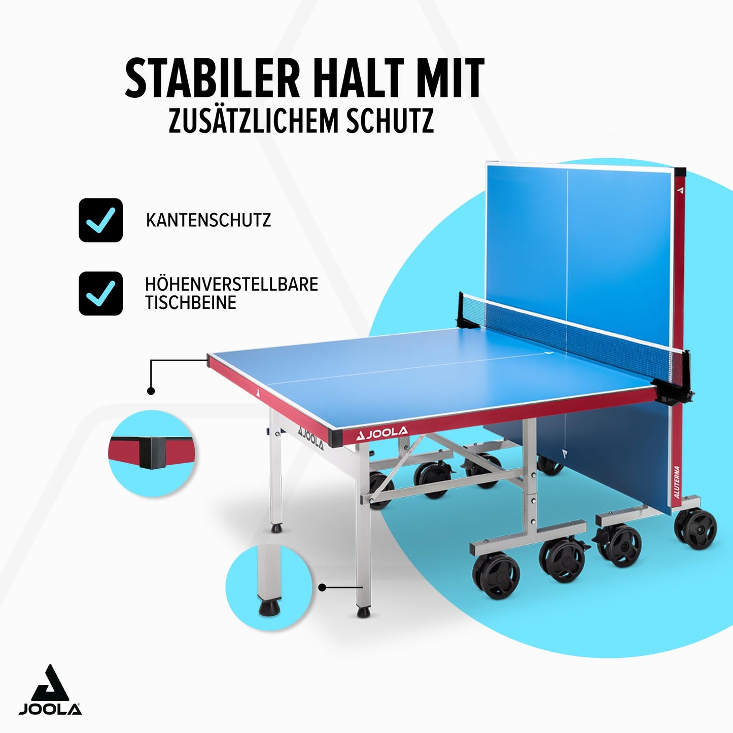 JOOLA Tischtennistisch ALUTERNA - Profi Outdoor Tischtennisplatte Wetterfest 6 MM Aluminium-Kunststoffverbundoberfläche - Einklappbares Untergestell
