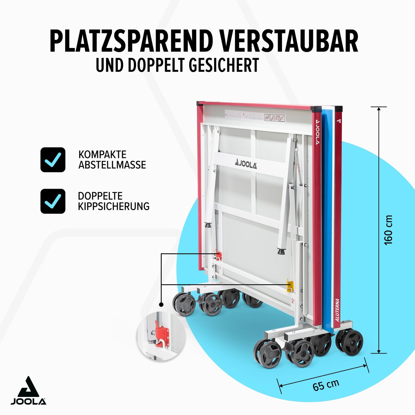 JOOLA Tischtennistisch ALUTERNA - Profi Outdoor Tischtennisplatte Wetterfest 6 MM Aluminium-Kunststoffverbundoberfläche - Einklappbares Untergestell