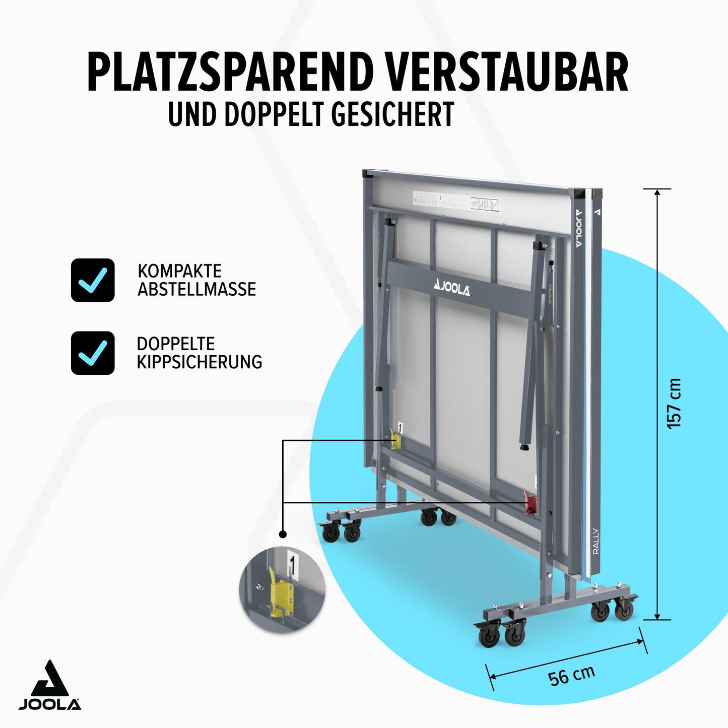 JOOLA Tischtennisplatte Outdoor Rally - Profi Tischtennistisch 6 MM Aluminium-Verbundoberfläche Wetterfest - Klappbares Untergestell - Schneller Aufbau
