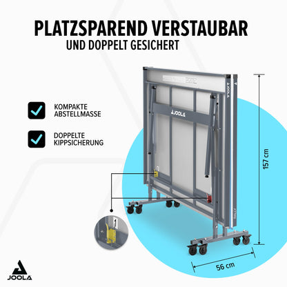 JOOLA Tischtennisplatte Outdoor Rally - Profi Tischtennistisch 6 MM Aluminium-Verbundoberfläche Wetterfest - Klappbares Untergestell - Schneller Aufbau