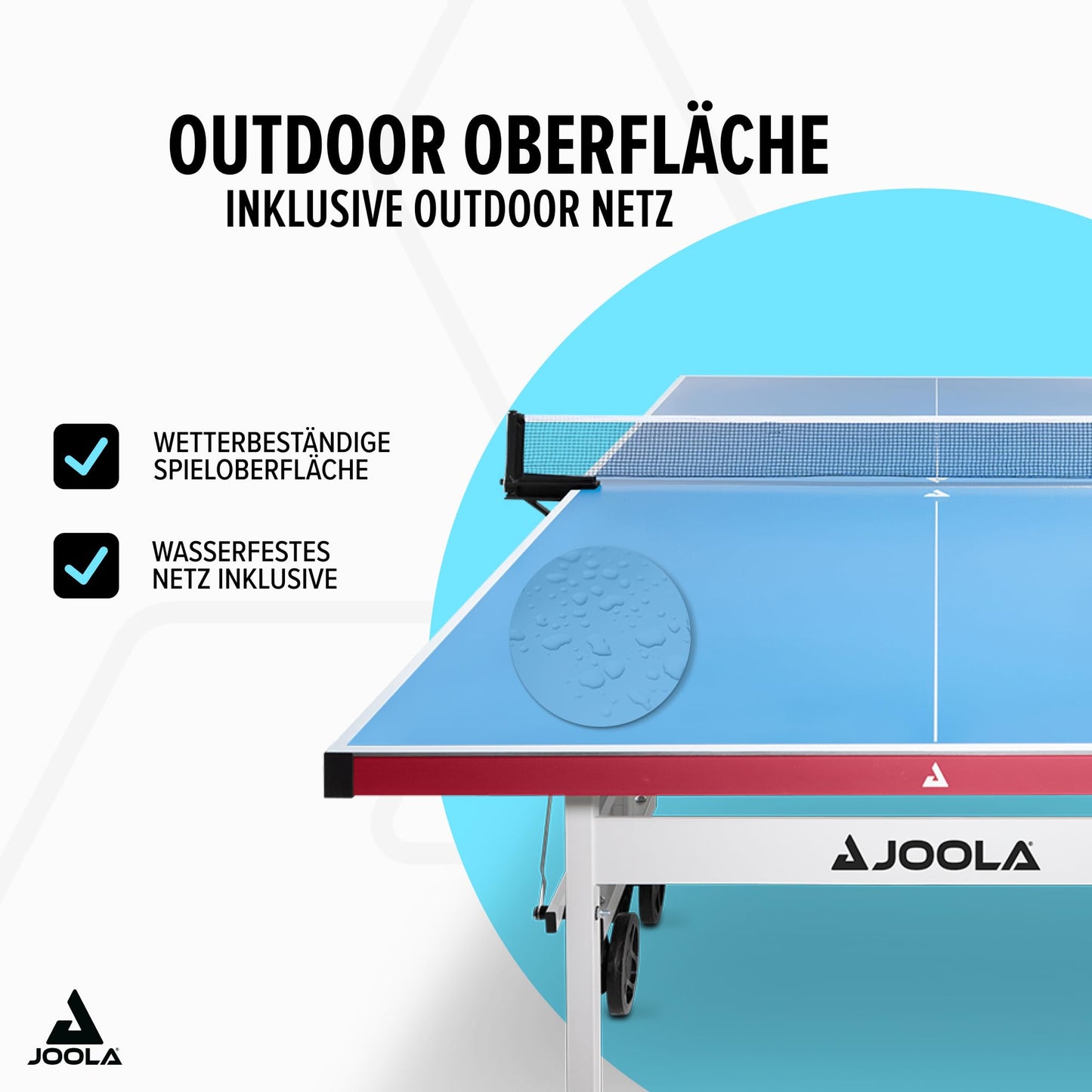 JOOLA Tischtennistisch ALUTERNA - Profi Outdoor Tischtennisplatte Wetterfest 6 MM Aluminium-Kunststoffverbundoberfläche - Einklappbares Untergestell