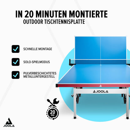 JOOLA Tischtennistisch ALUTERNA - Profi Outdoor Tischtennisplatte Wetterfest 6 MM Aluminium-Kunststoffverbundoberfläche - Einklappbares Untergestell