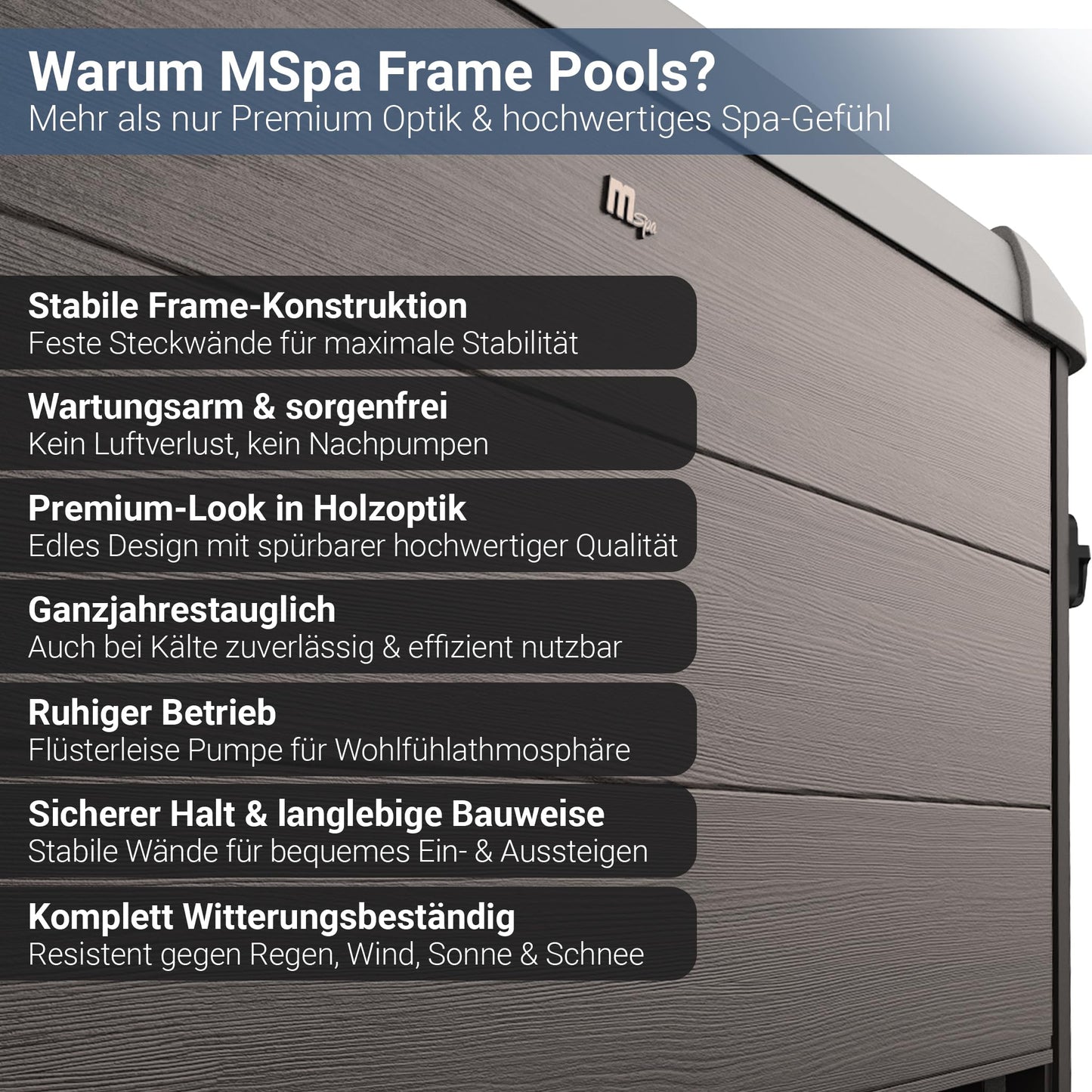 Miweba Whirlpool MSpa Tribeca mit Fester Außenwand | App Steuerung | 6 Personen Spa | 160x160x65cm | 120 Massagedüsen | Ganzjähriger Einsatz Winterfest | In & Outdoor Pool | Gartenpool | Aufstellpool