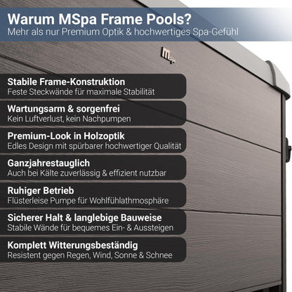 Miweba Whirlpool MSpa Tribeca mit Fester Außenwand | App Steuerung | 6 Personen Spa | 160x160x65cm | 120 Massagedüsen | Ganzjähriger Einsatz Winterfest | In & Outdoor Pool | Gartenpool | Aufstellpool