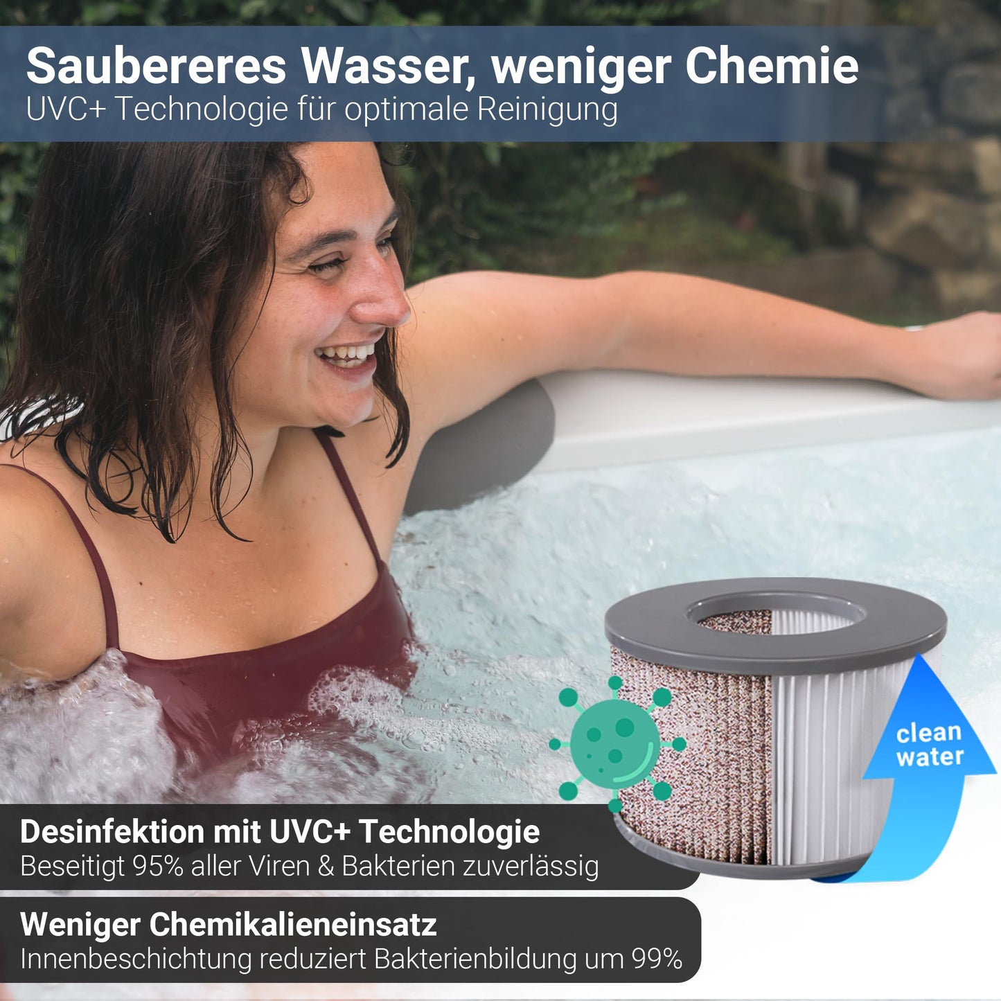 Miweba Whirlpool MSpa Tribeca mit Fester Außenwand | App Steuerung | 6 Personen Spa | 160x160x65cm | 120 Massagedüsen | Ganzjähriger Einsatz Winterfest | In & Outdoor Pool | Gartenpool | Aufstellpool
