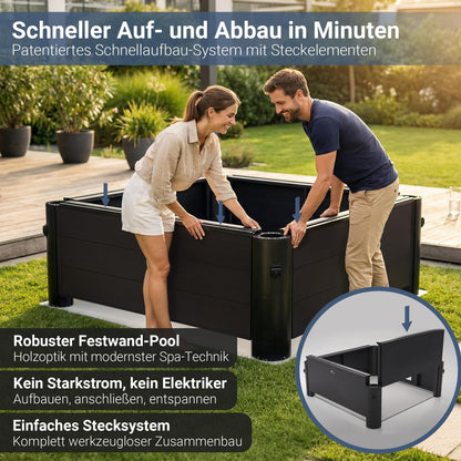 Miweba Whirlpool MSpa Tribeca mit Fester Außenwand | App Steuerung | 6 Personen Spa | 160x160x65cm | 120 Massagedüsen | Ganzjähriger Einsatz Winterfest | In & Outdoor Pool | Gartenpool | Aufstellpool